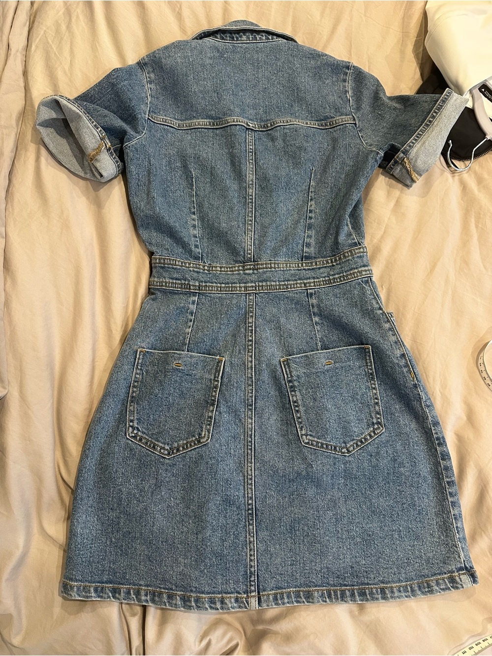Zara Blue Denim Button-Front Mini Dress - Picture 10 of 10